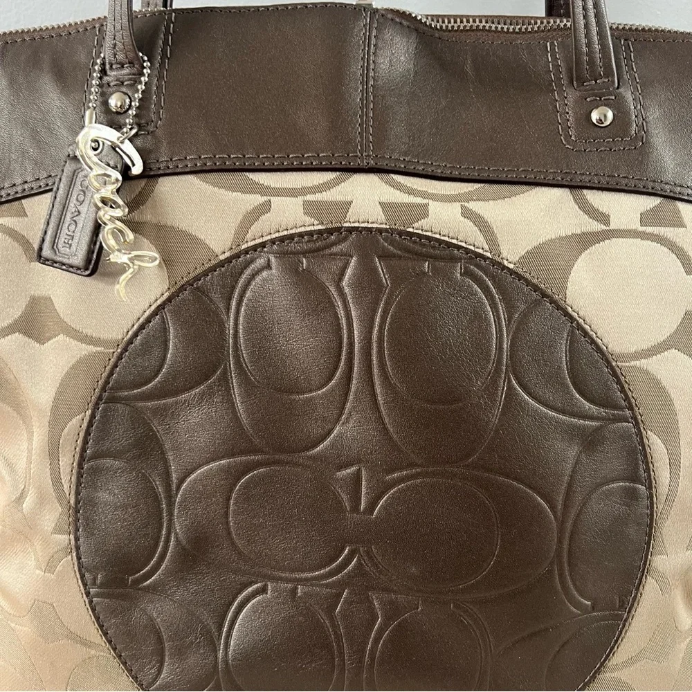 Coach Laura Signature Large Tote Shoulder Bag Brown Metallic Leather 18335 - Picture 3 of 15